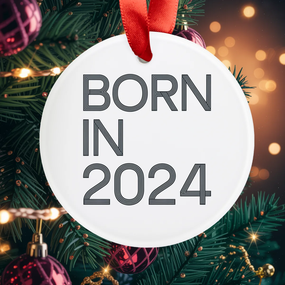 2024 New Baby Arrival Acrylic Keepsake Ornament with Ribbon