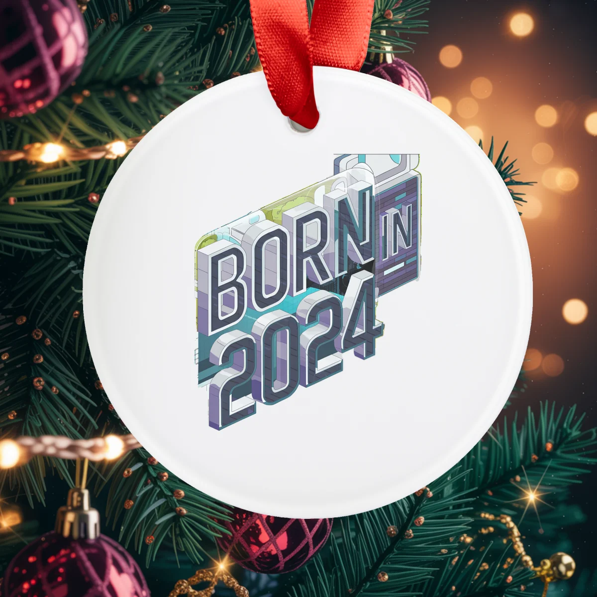 2024 New Baby Arrival Acrylic Keepsake Ornament with Ribbon
