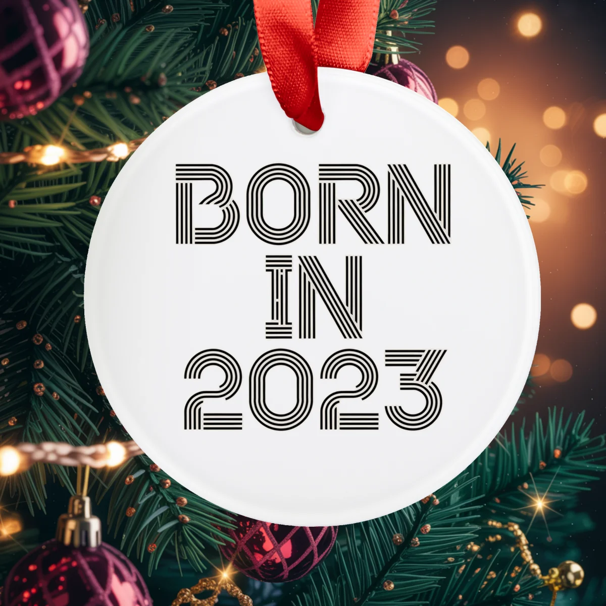 2023 Newborn's First Acrylic Ornament with Ribbon | Baby Keepsake Gift