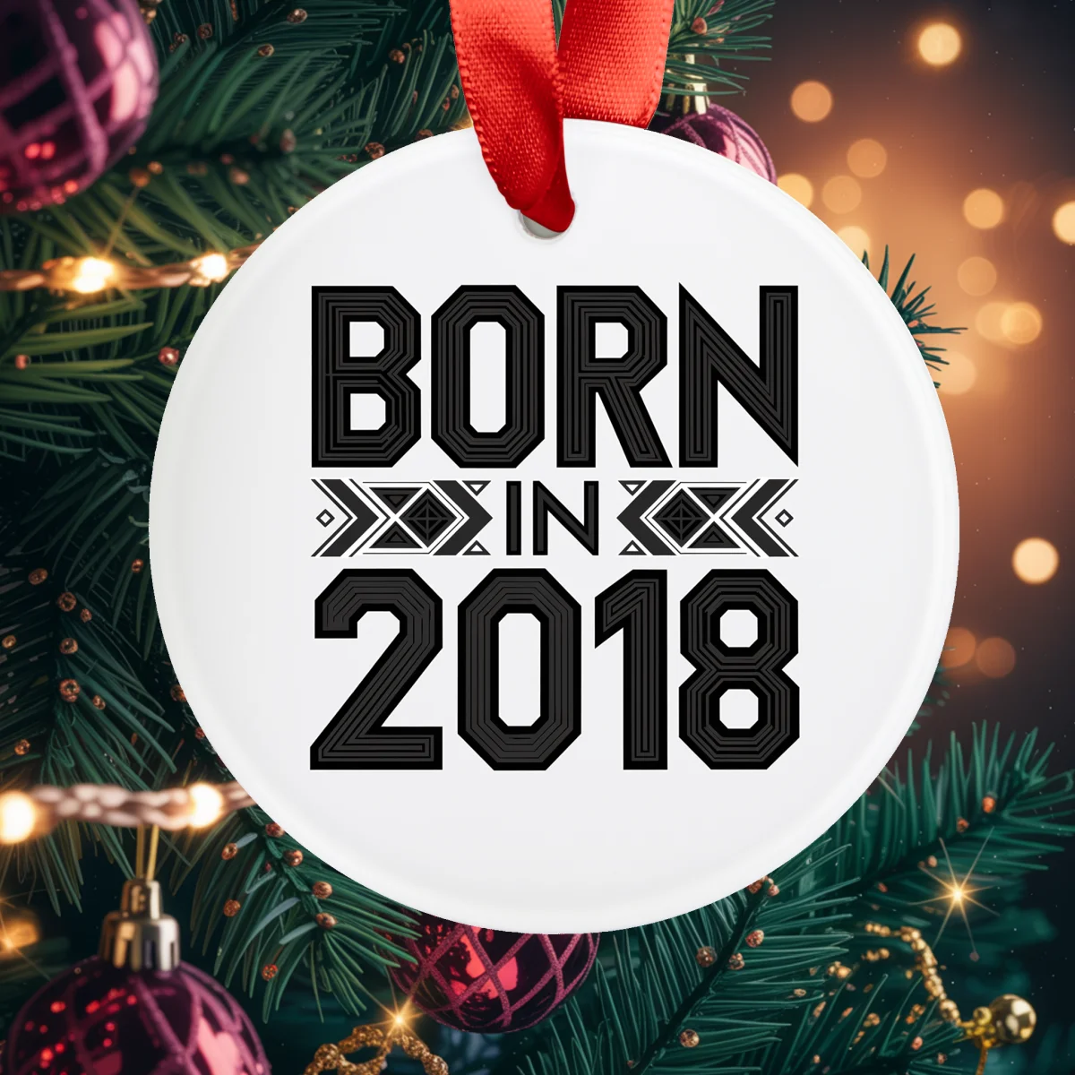2018 Vintage Acrylic Ornament with Ribbon