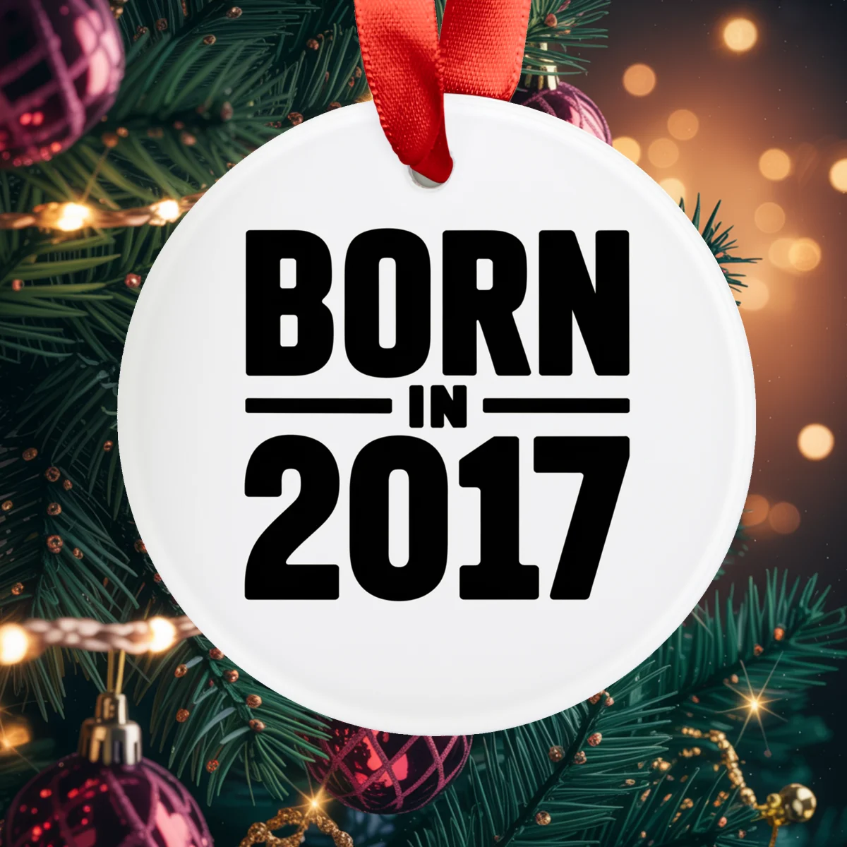 2017 Vintage Acrylic Ornament with Ribbon