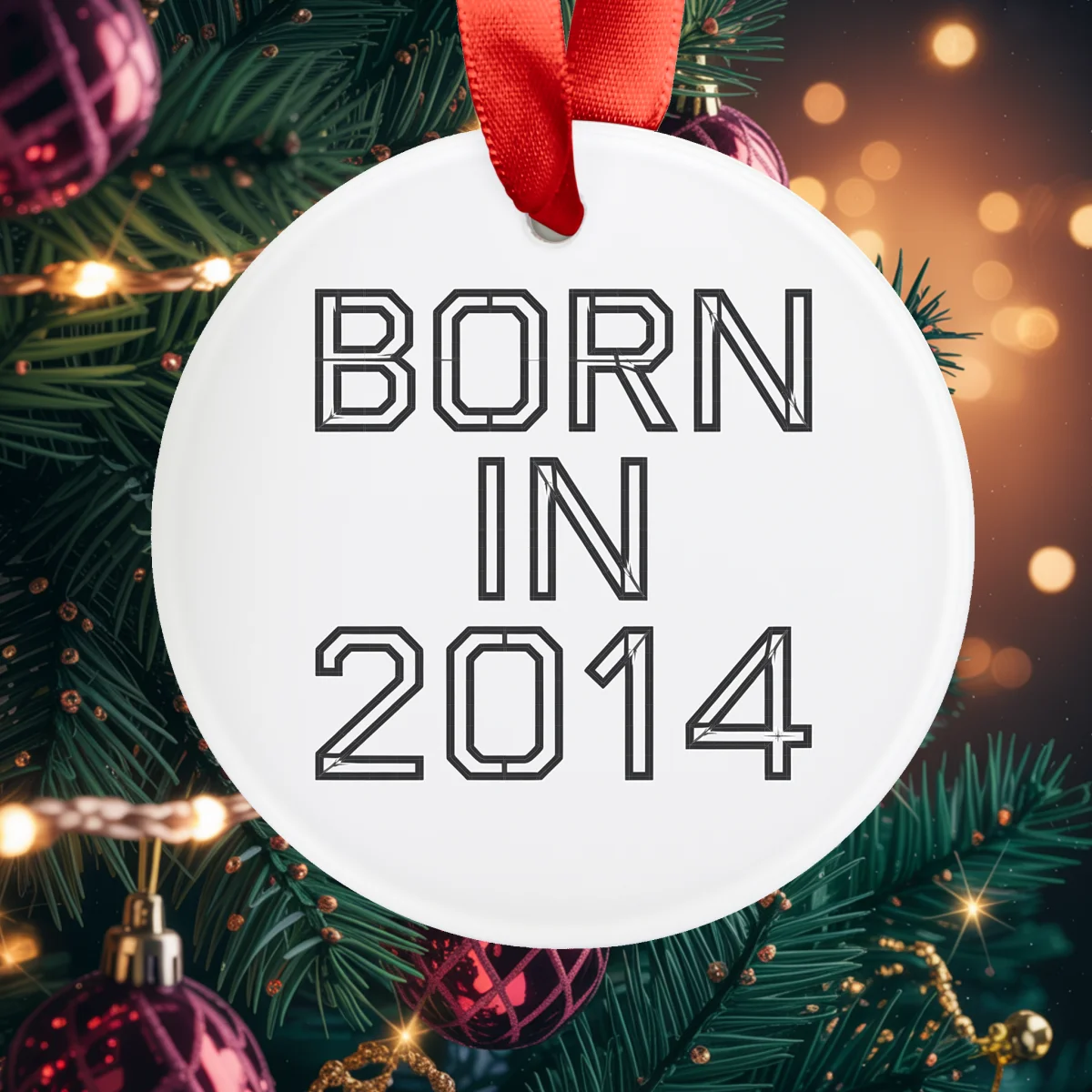 Born in 2014 Acrylic Ornament - Vintage Year Keepsake