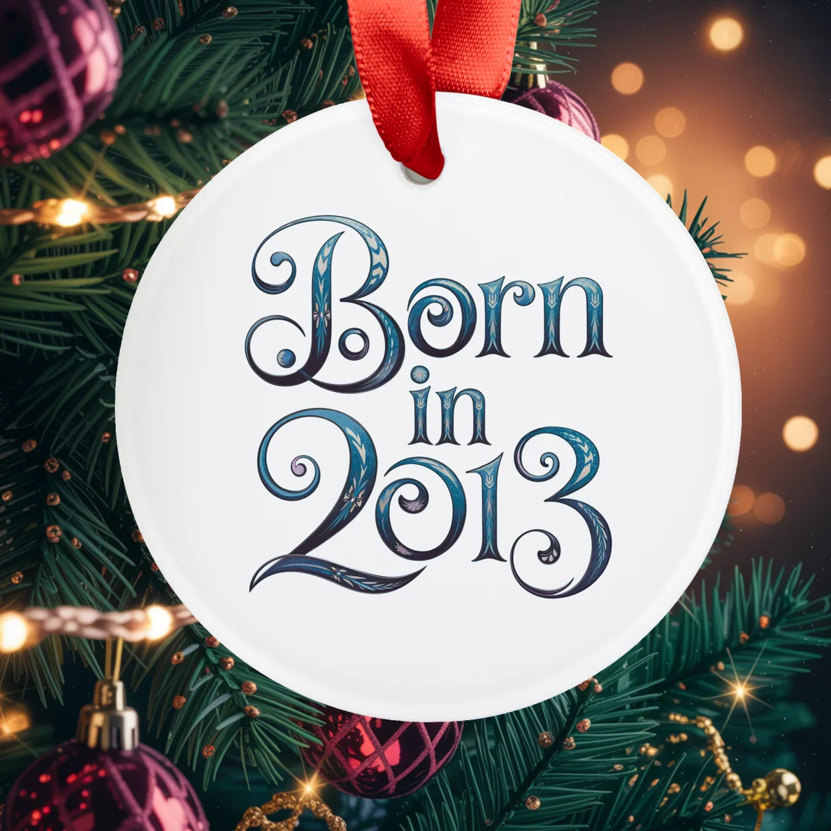 2013 Vintage Acrylic Ornament with Ribbon