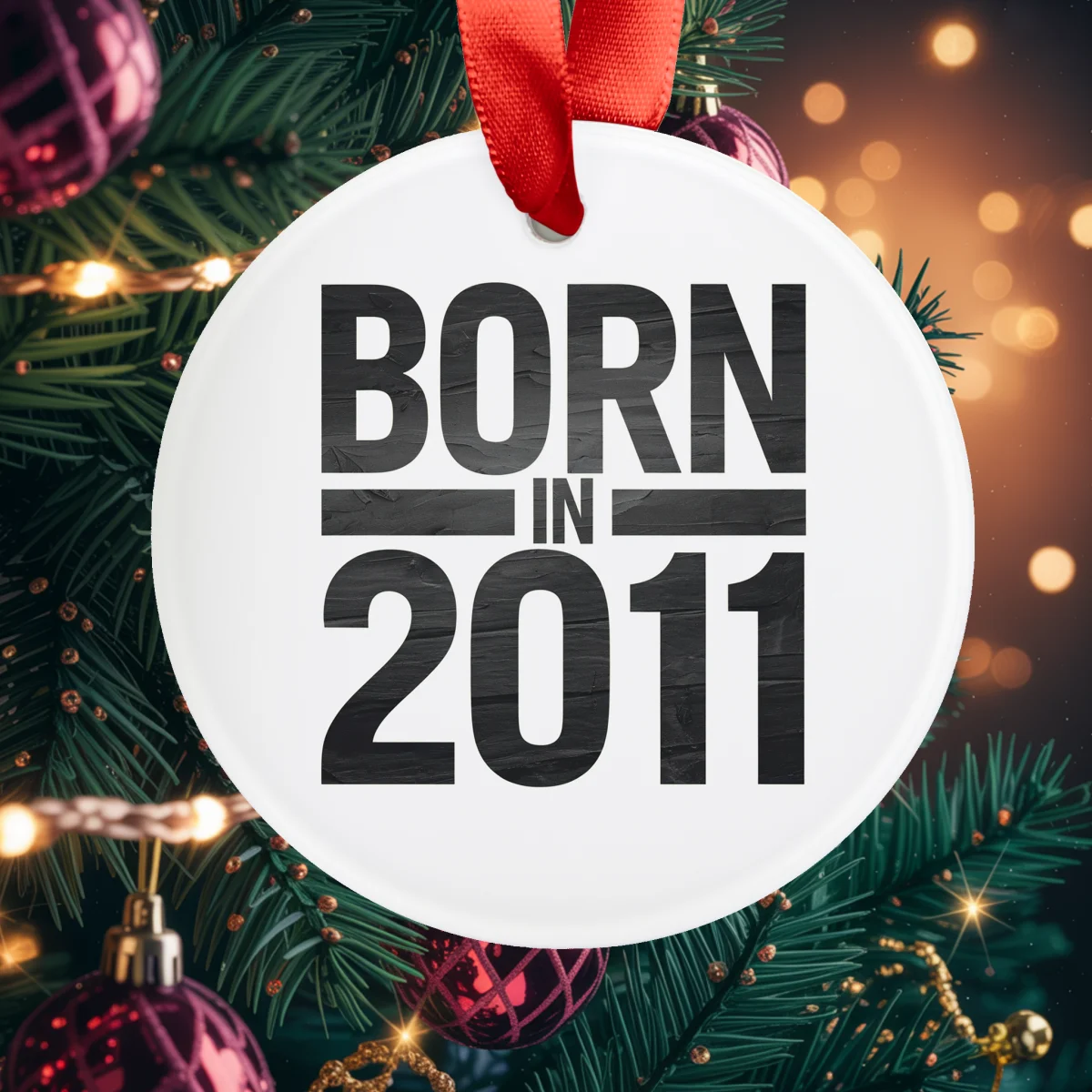 Born in 2011 Star Acrylic Ornament - Personalized Birthday Keepsake with Ribbon