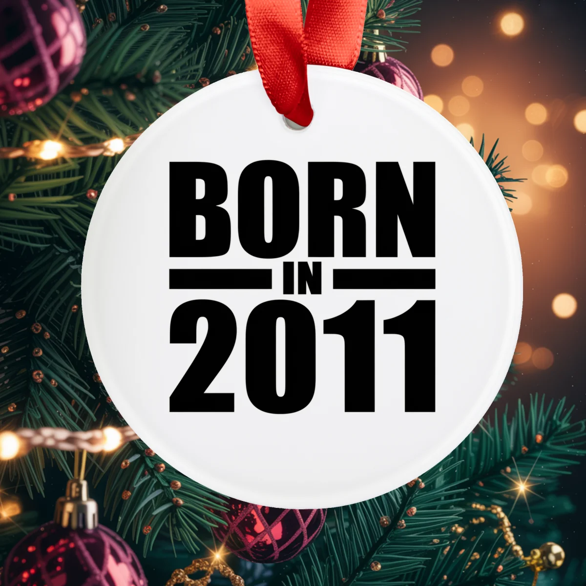 Born in 2011 Star Acrylic Ornament - Personalized Birthday Keepsake with Ribbon