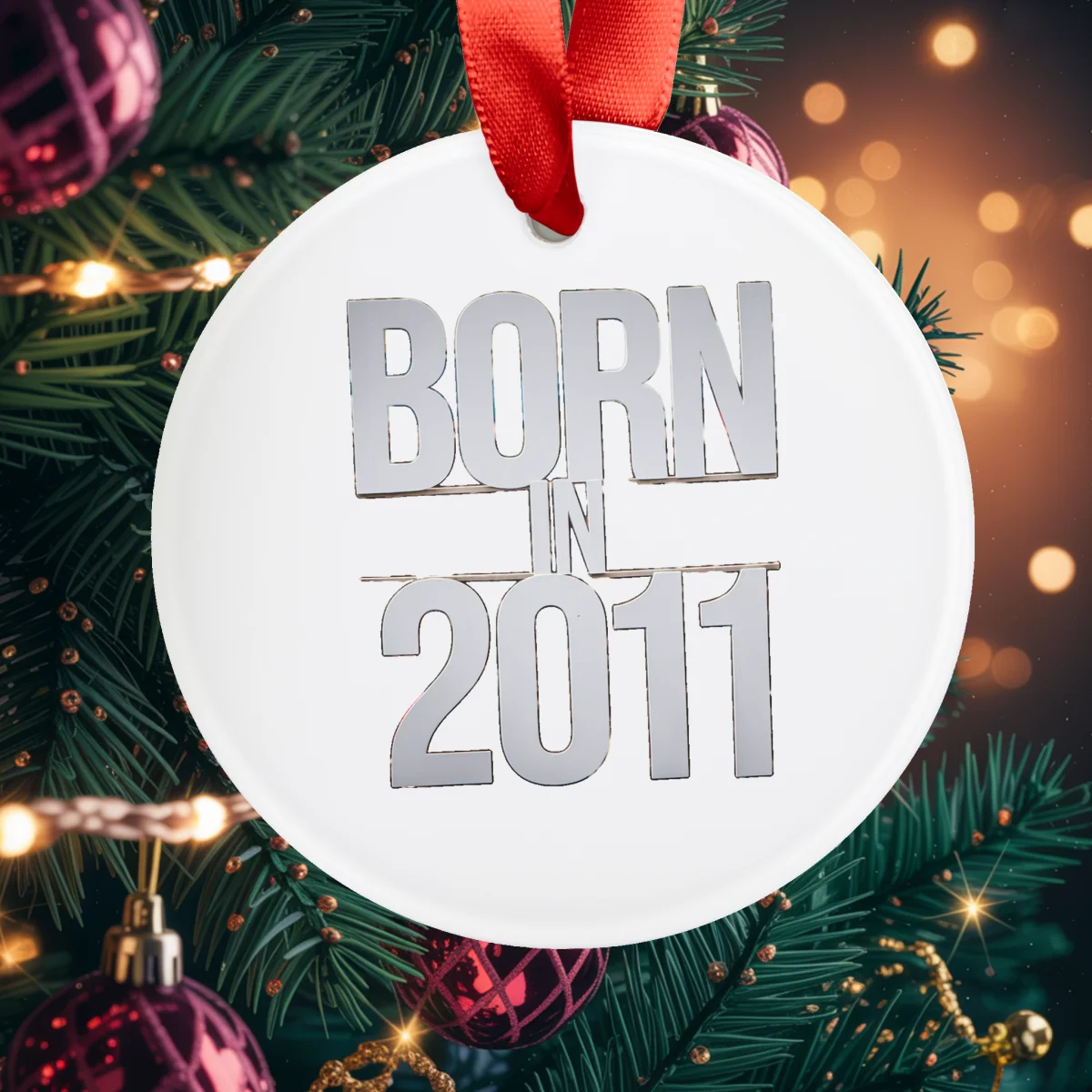 Born in 2011 Star Acrylic Ornament - Personalized Birthday Keepsake with Ribbon
