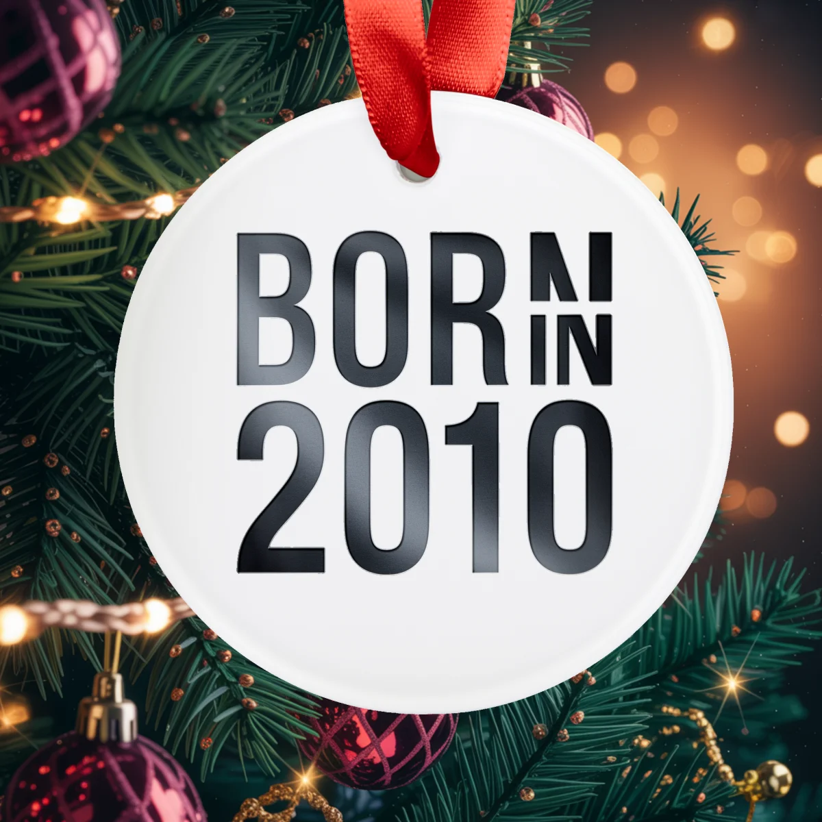 2010 Vintage Acrylic Ornament with Ribbon
