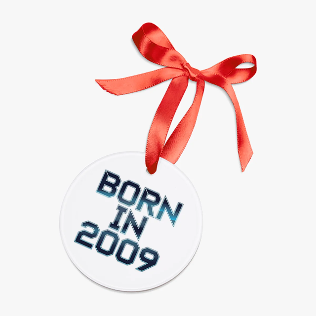 2009 Birth Year Acrylic Ornament - Personalized Baby's First Christmas Ribbon Keepsake
