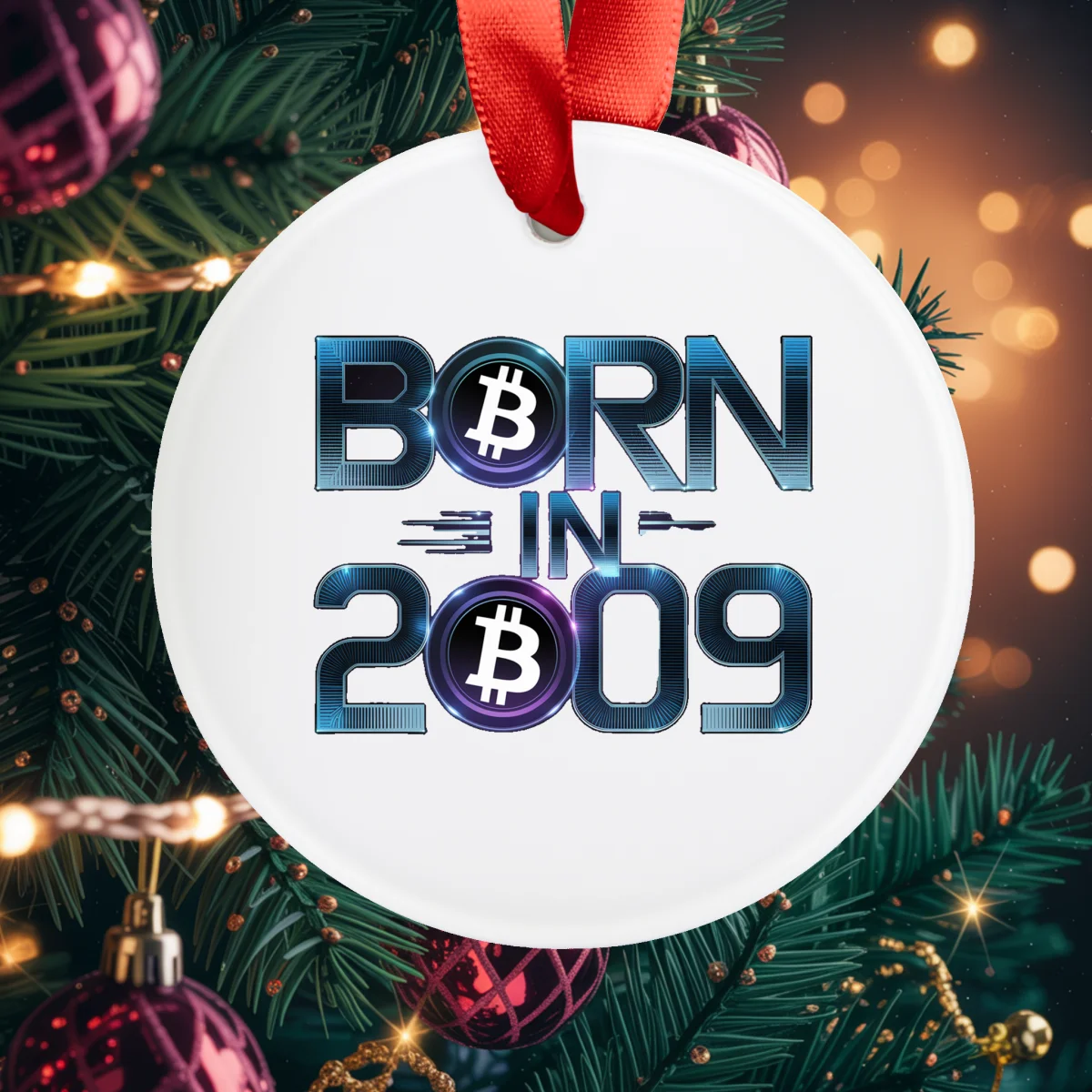 2009 Birth Year Acrylic Ornament - Personalized Baby's First Christmas Ribbon Keepsake
