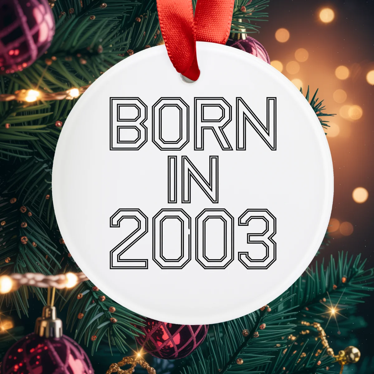 2003 Birth Year Acrylic Ornament - Personalized Keepsake Gift with Ribbon