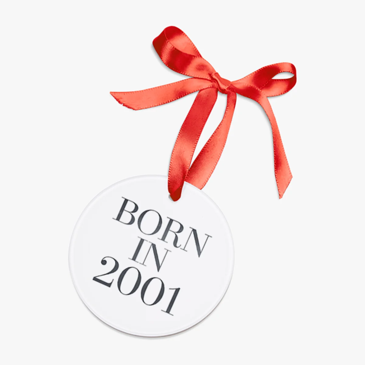 2001 Birth Year Acrylic Ornament with Ribbon - Personalized Keepsake Gift