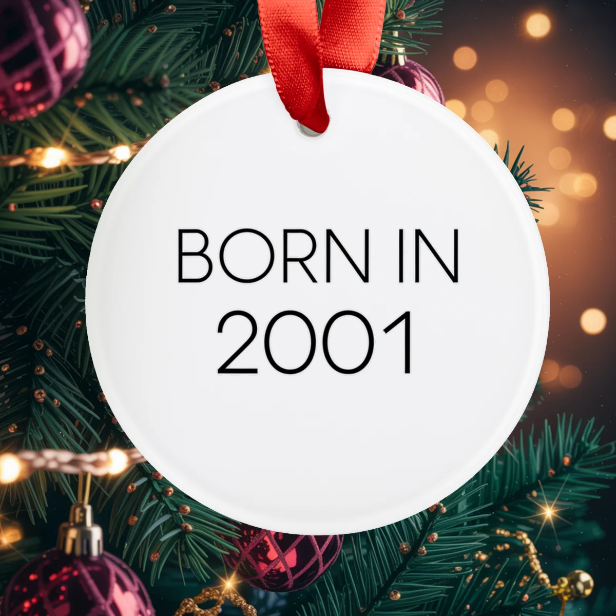 2001 Birth Year Acrylic Ornament with Ribbon - Personalized Keepsake Gift