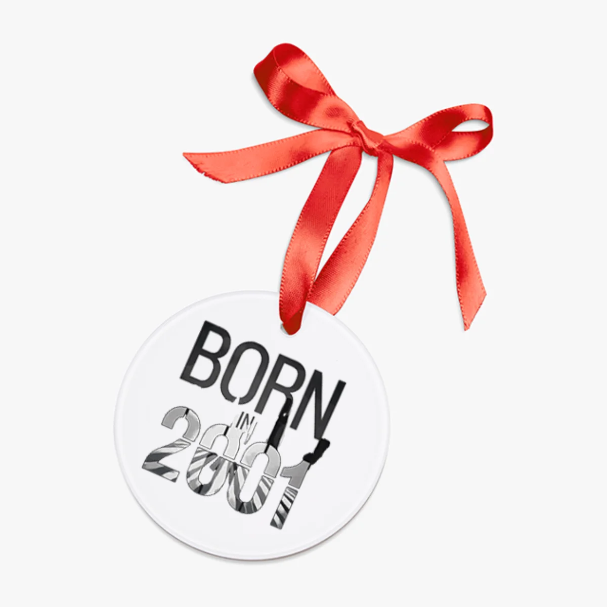 2001 Birth Year Acrylic Ornament with Ribbon - Personalized Keepsake Gift