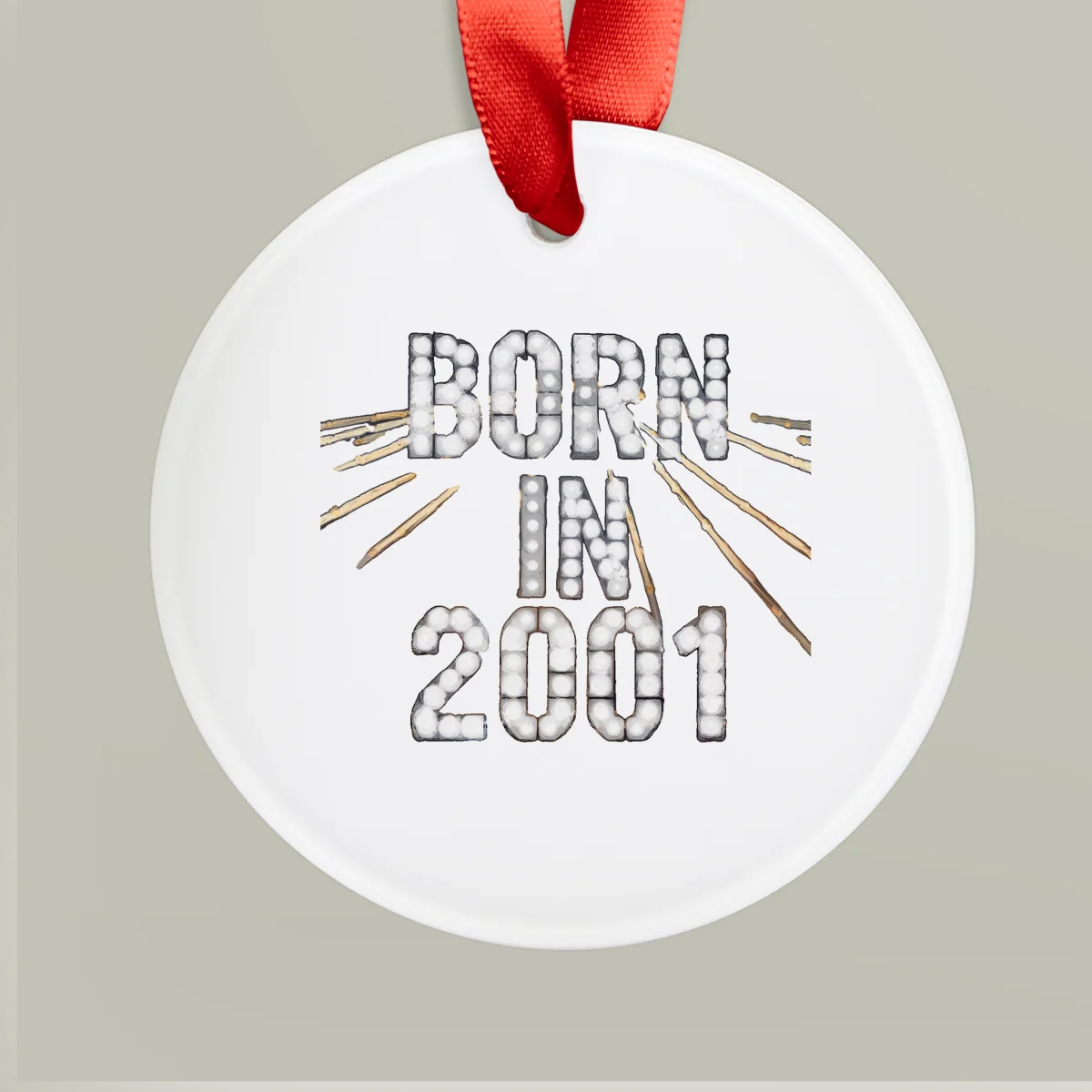 2001 Birth Year Acrylic Ornament with Ribbon - Personalized Keepsake Gift