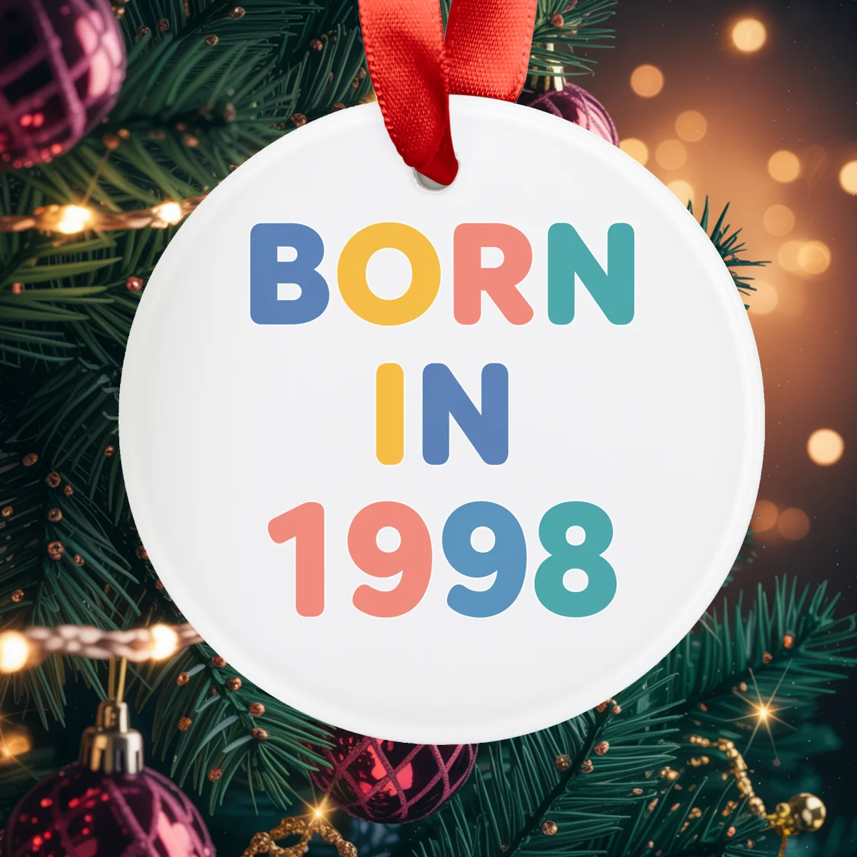 1998 Vintage Acrylic Ornament with Ribbon
