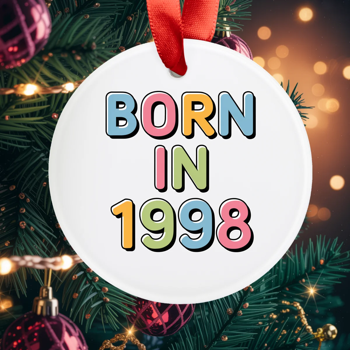 1998 Vintage Acrylic Ornament with Ribbon