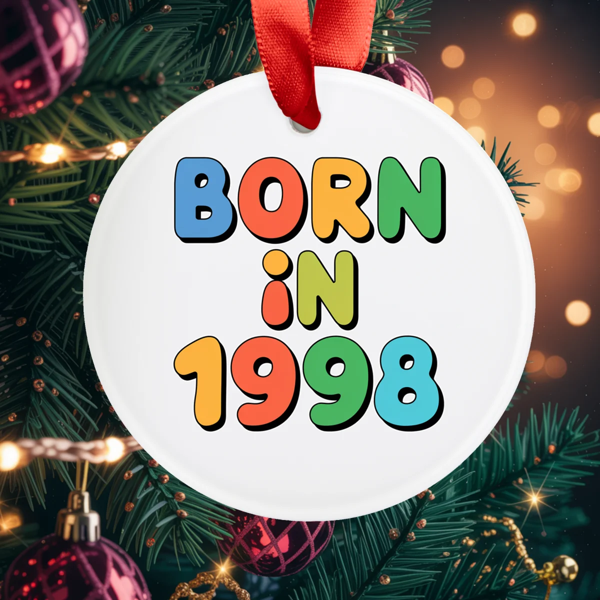 1998 Vintage Acrylic Ornament with Ribbon