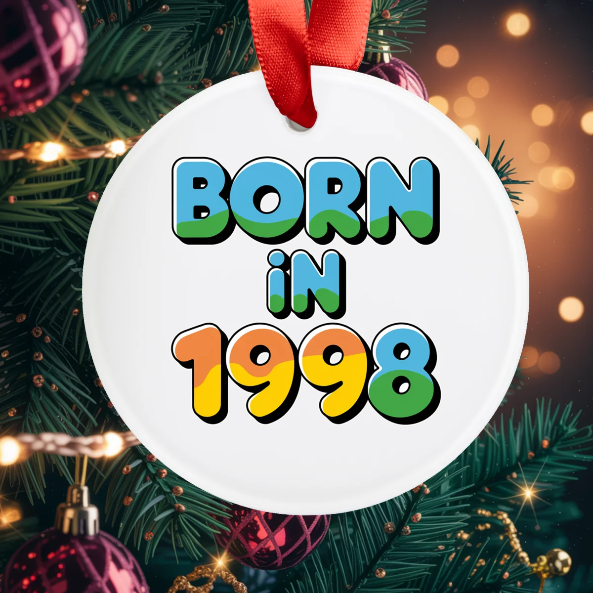 1998 Vintage Acrylic Ornament with Ribbon