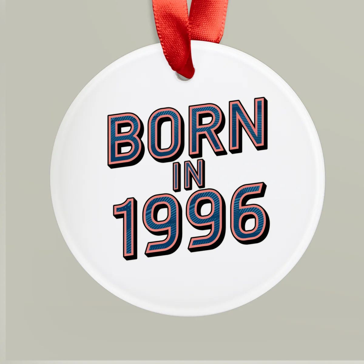 1996 Vintage Acrylic Ornament with Ribbon