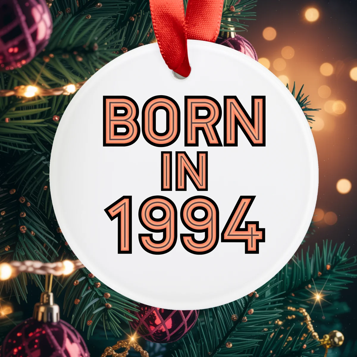 1994 Vintage Acrylic Ornament with Ribbon