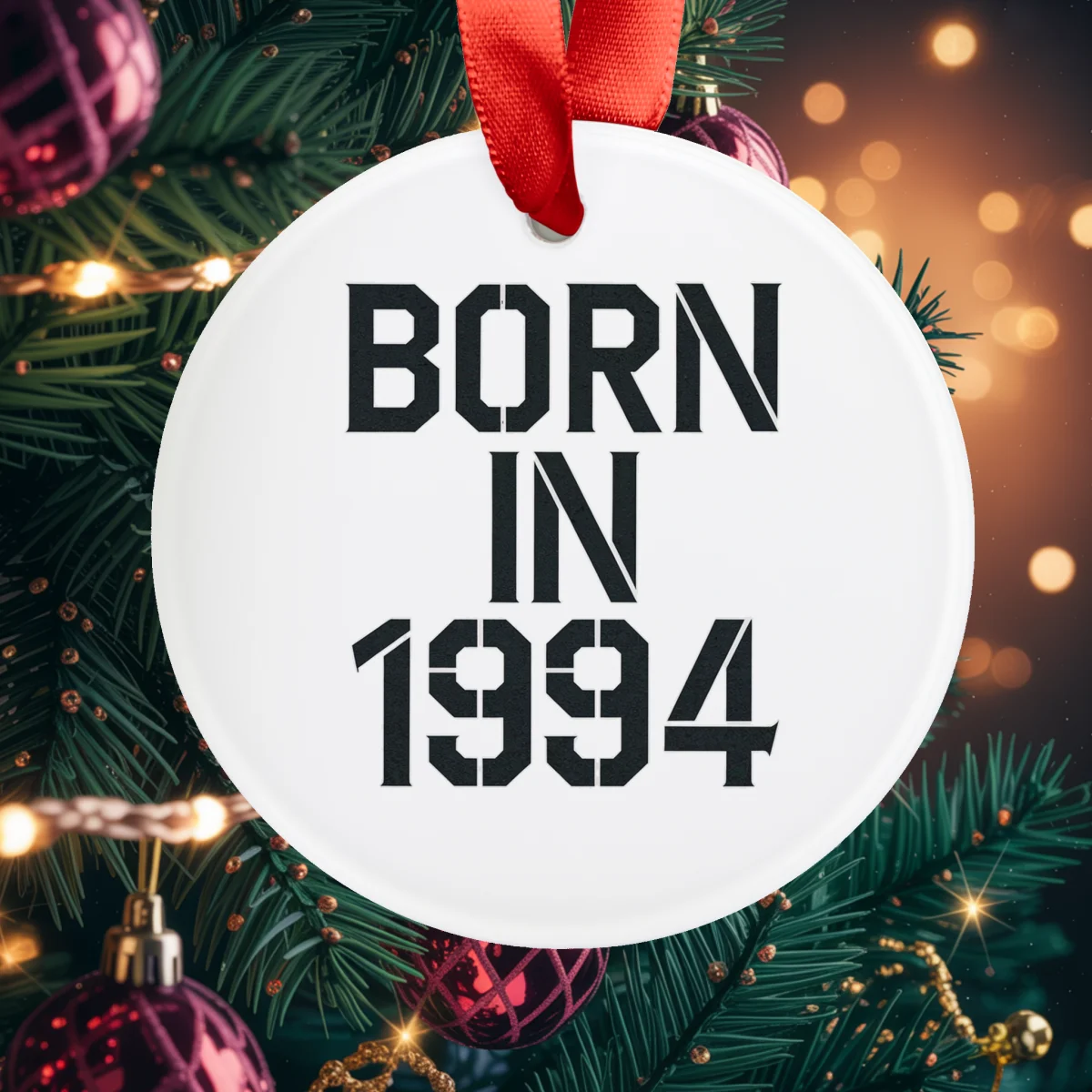 1994 Vintage Acrylic Ornament with Ribbon