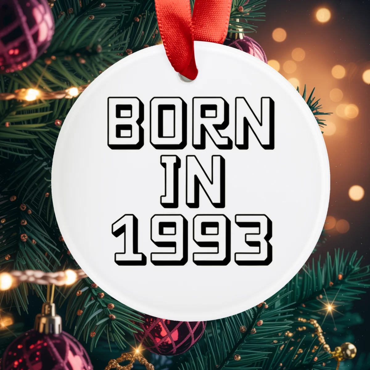 1993 Vintage Acrylic Ornament with Ribbon