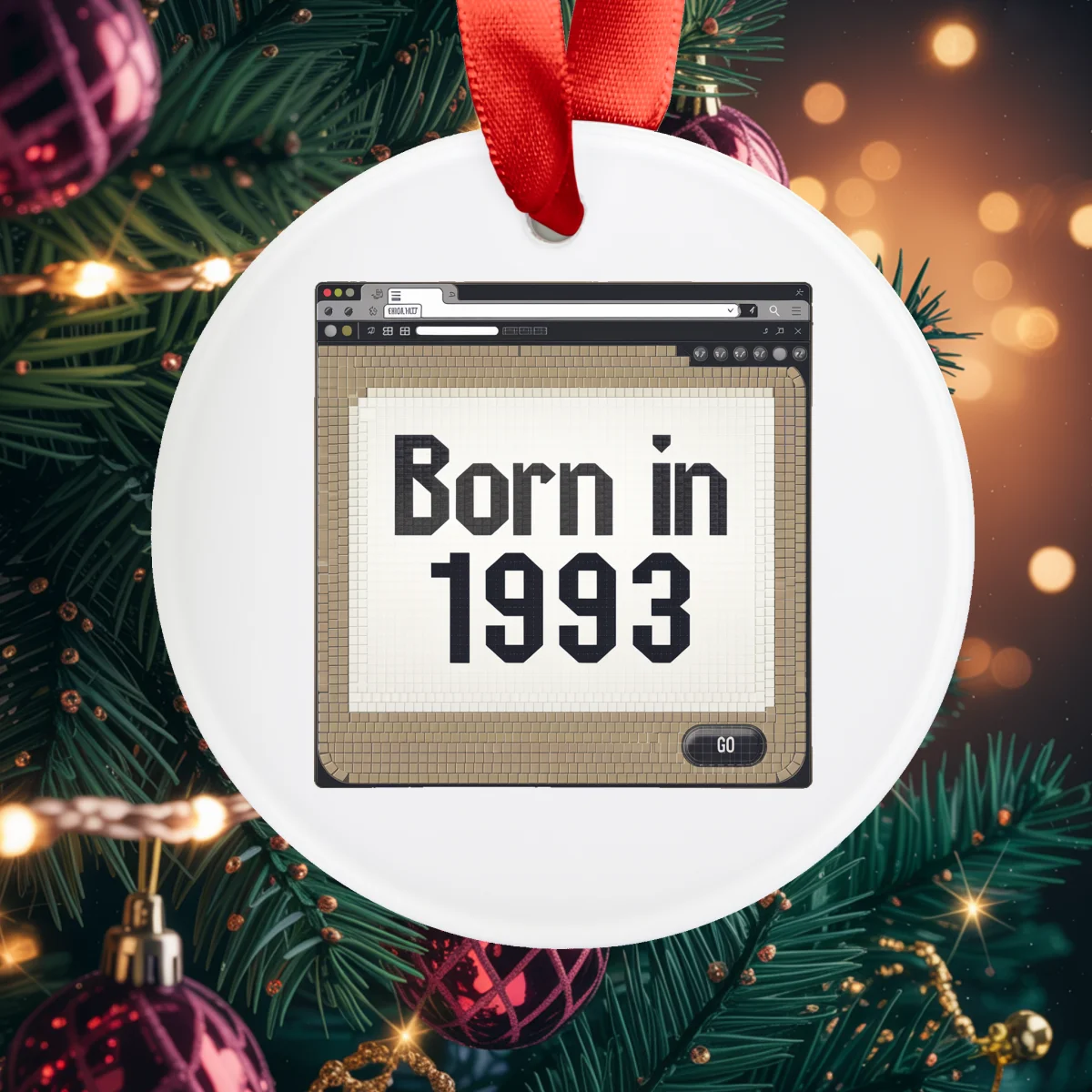 1993 Vintage Acrylic Ornament with Ribbon