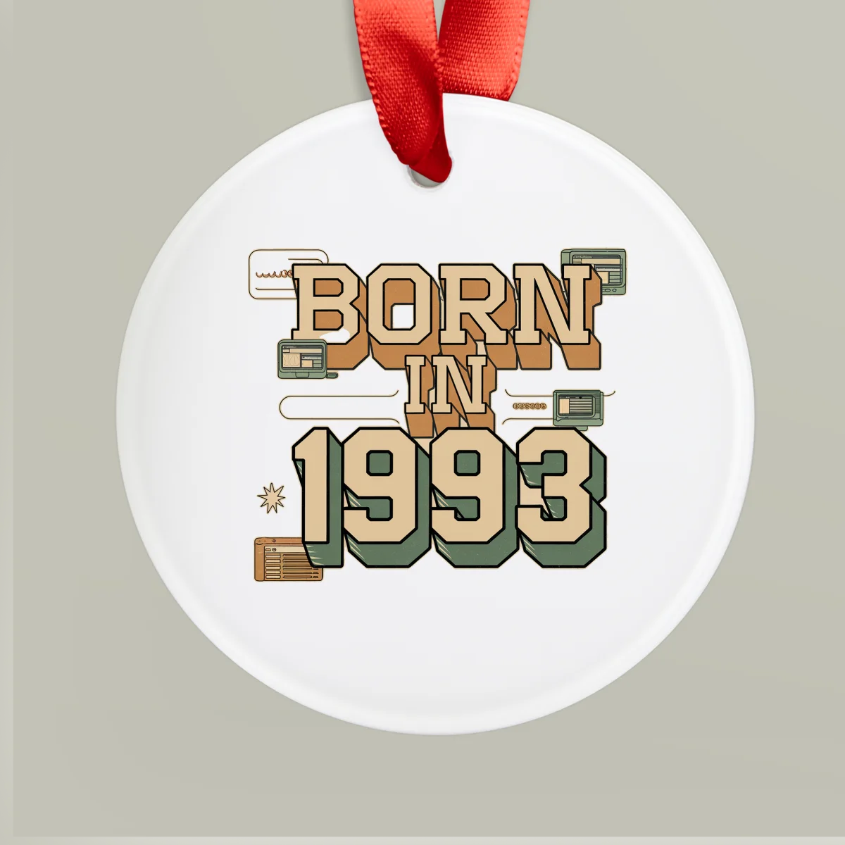 1993 Vintage Acrylic Ornament with Ribbon