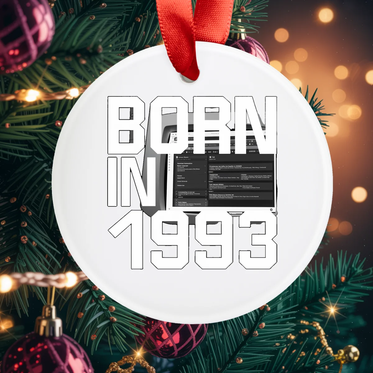 1993 Vintage Acrylic Ornament with Ribbon