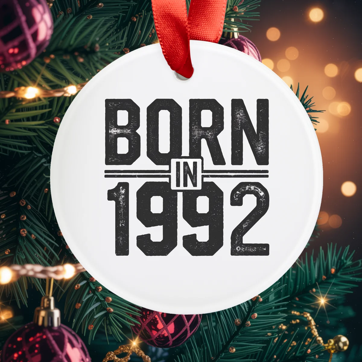 1992 Vintage Acrylic Ornament with Ribbon