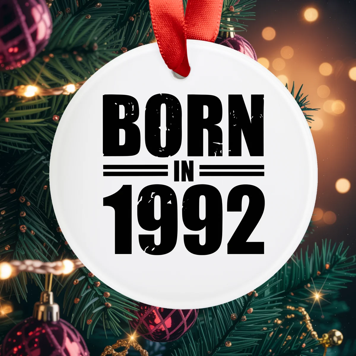 1992 Vintage Acrylic Ornament with Ribbon