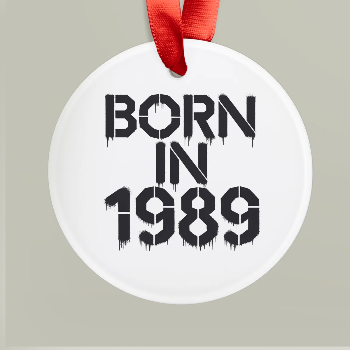 1989 Vintage Acrylic Ornament with Ribbon