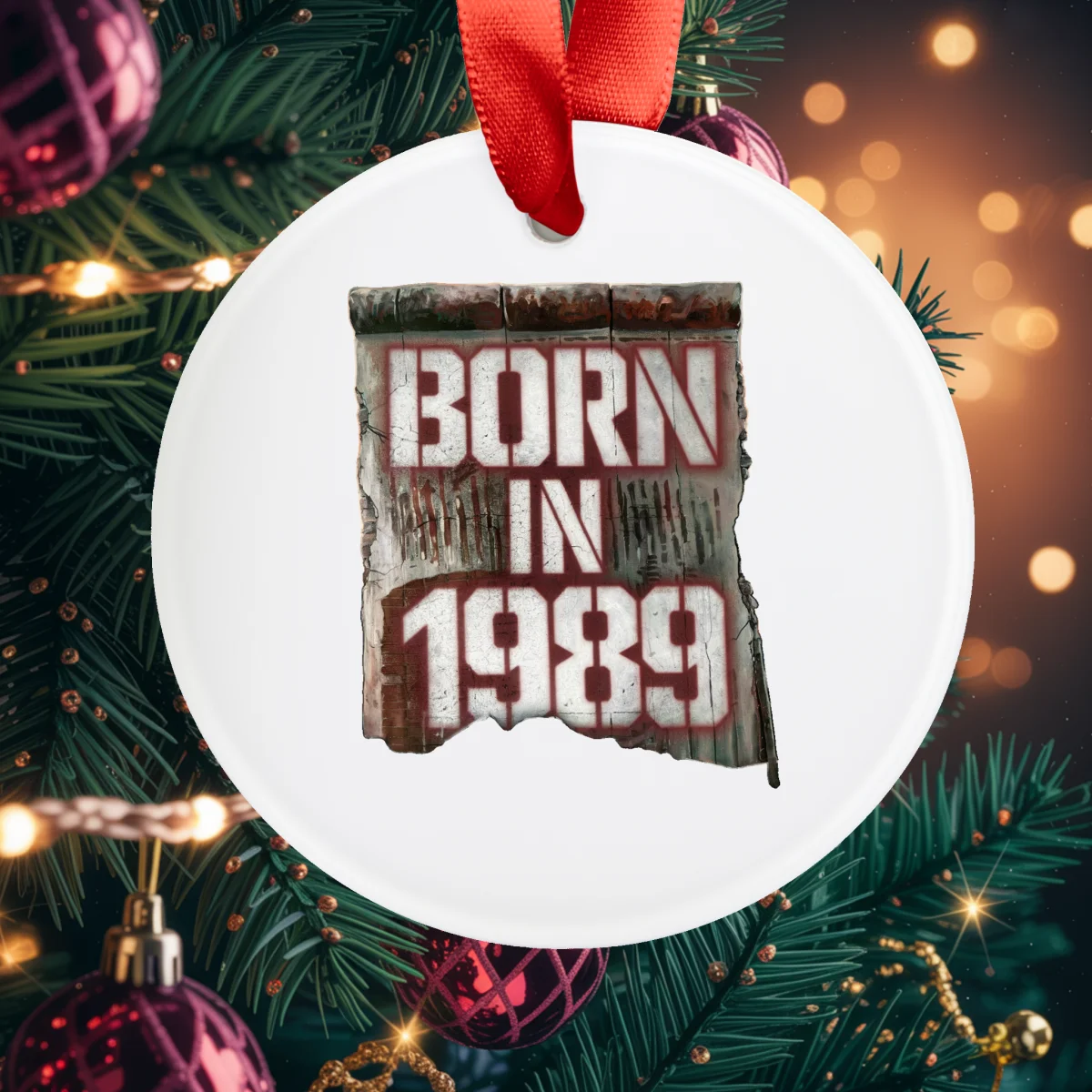 1989 Vintage Acrylic Ornament with Ribbon