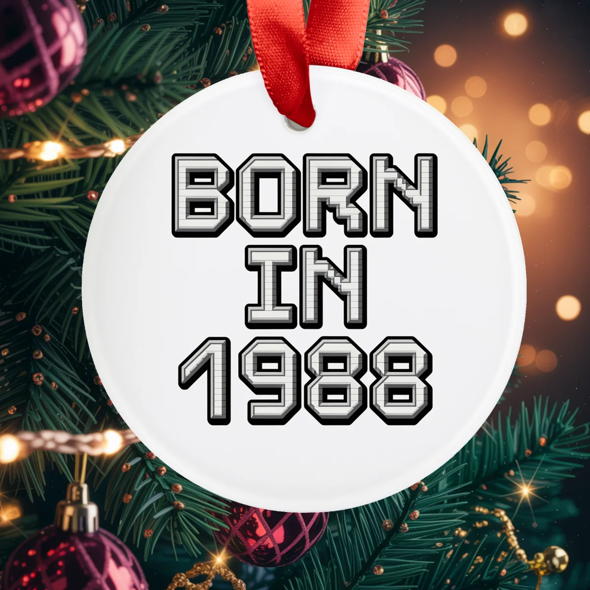 1988 Vintage Acrylic Ornament with Ribbon