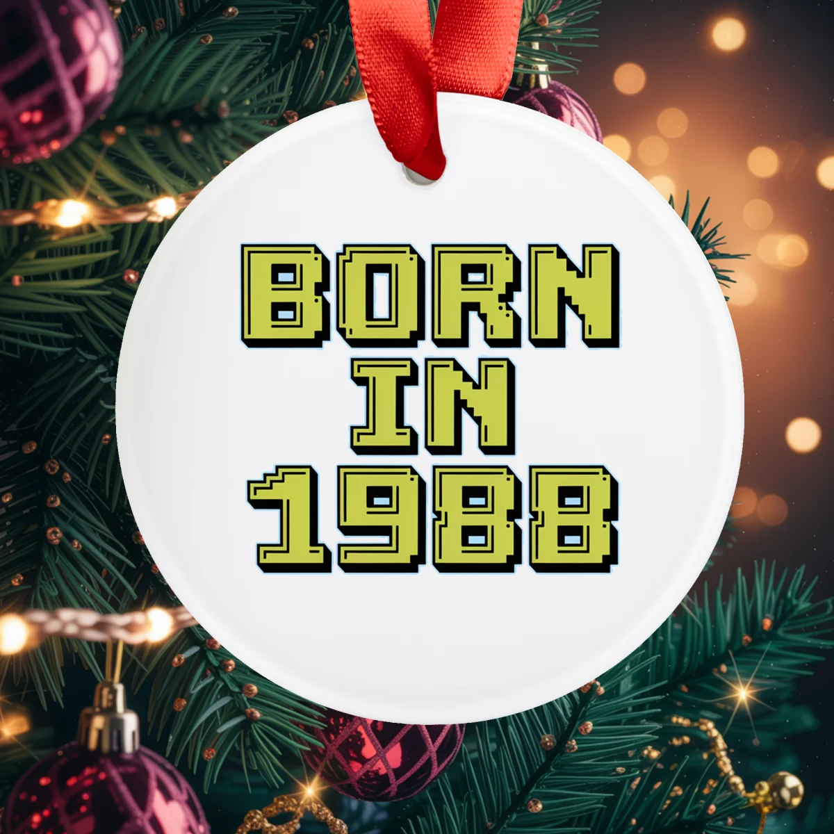 1988 Vintage Acrylic Ornament with Ribbon