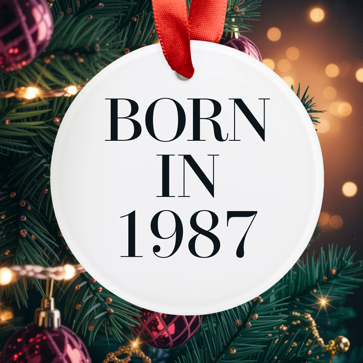 1987 Vintage Acrylic Ornament with Ribbon