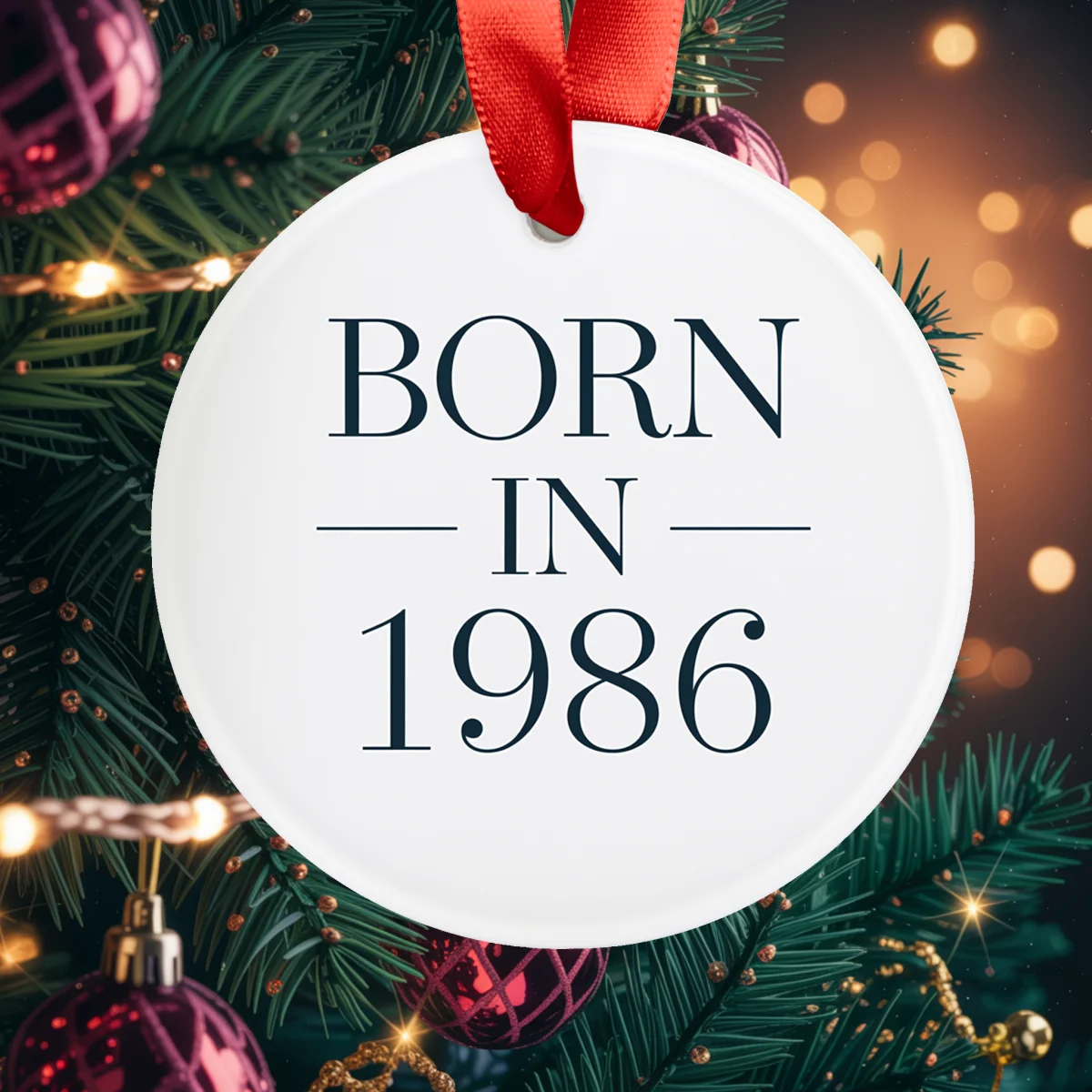 1986 Vintage Acrylic Ornament with Ribbon