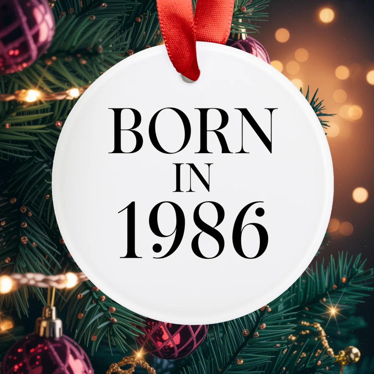 1986 Vintage Acrylic Ornament with Ribbon