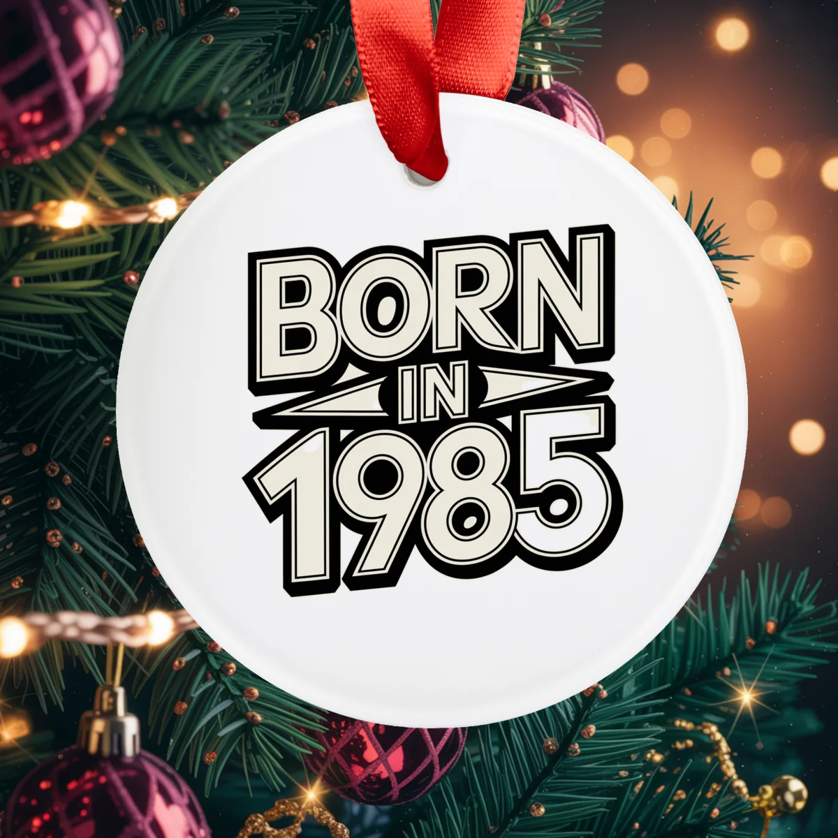 1985 Vintage Acrylic Ornament with Ribbon