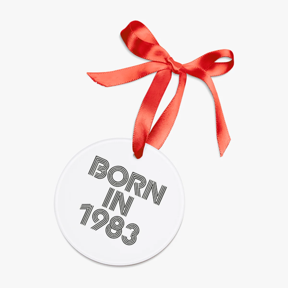1983 Vintage Vibe Acrylic Ornament - Personalized Keepsake Ribbon