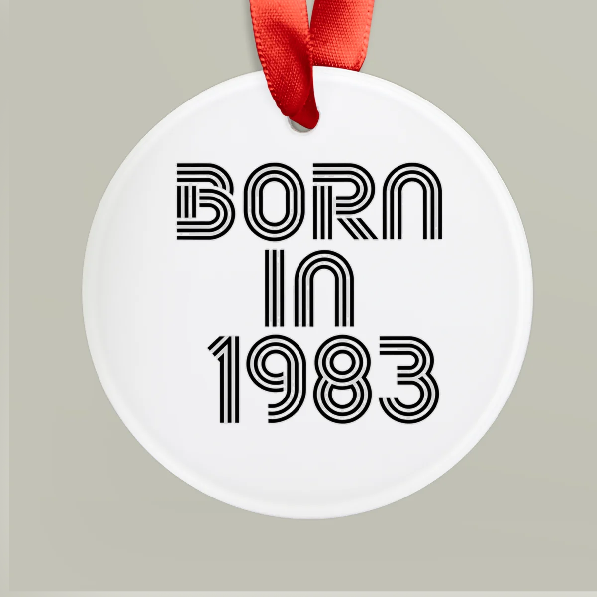 1983 Vintage Vibe Acrylic Ornament - Personalized Keepsake Ribbon