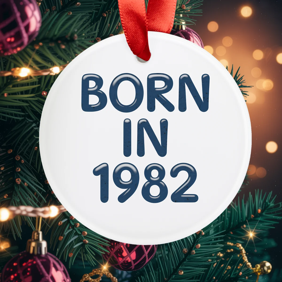 1982 Vintage Acrylic Ornament with Ribbon