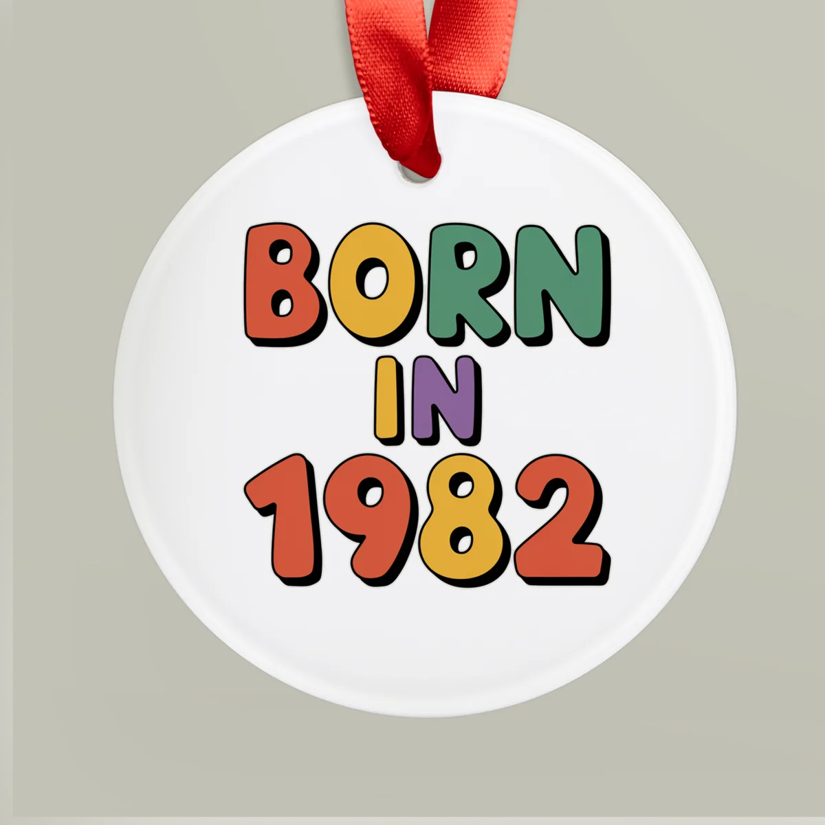 1982 Vintage Acrylic Ornament with Ribbon