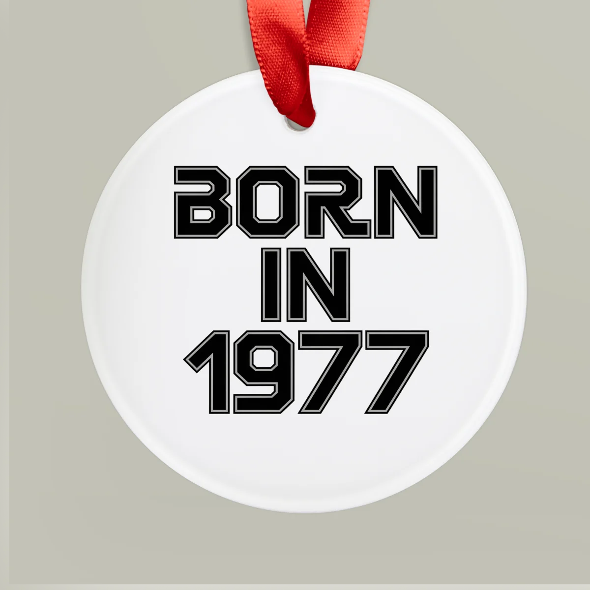 Born in 1977 Acrylic Ornament - Vintage Year Birthday Gift with Ribbon