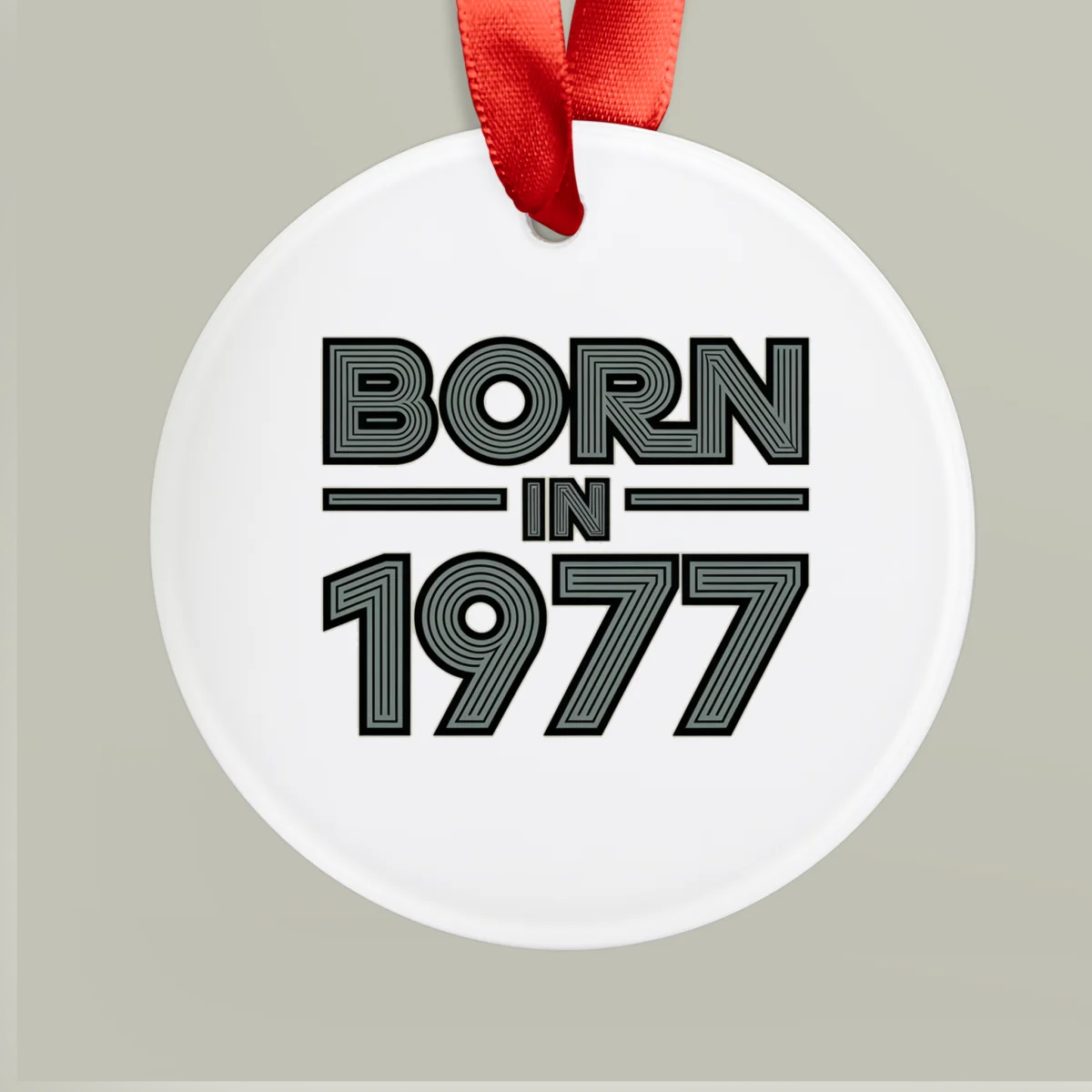 Born in 1977 Acrylic Ornament - Vintage Year Birthday Gift with Ribbon