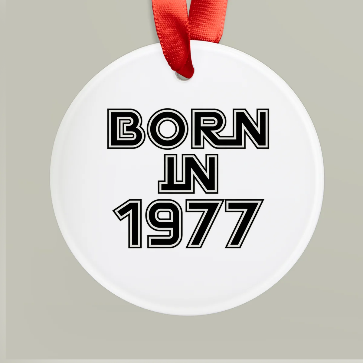 Born in 1977 Acrylic Ornament - Vintage Year Birthday Gift with Ribbon