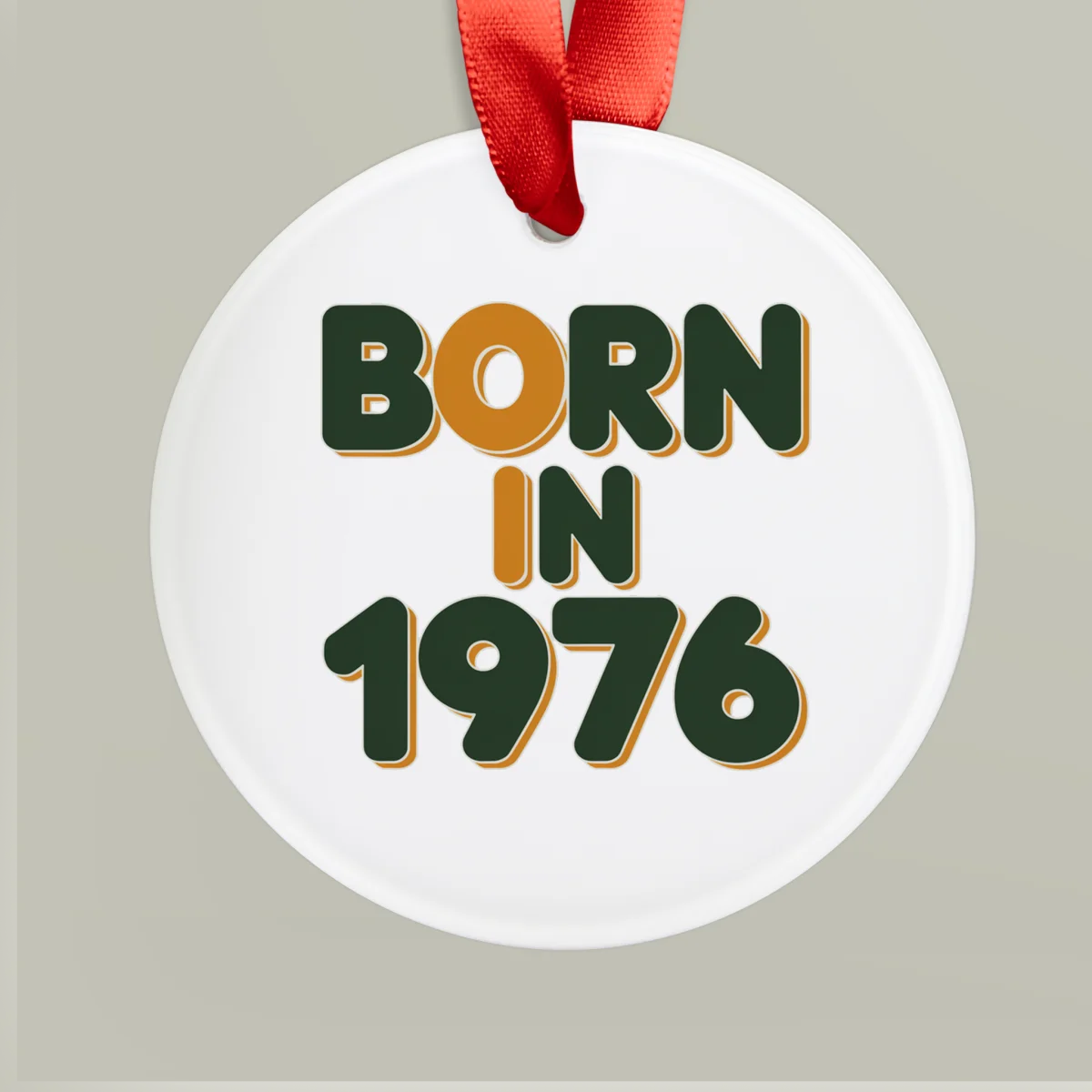 1976 Vintage Acrylic Ornament with Ribbon