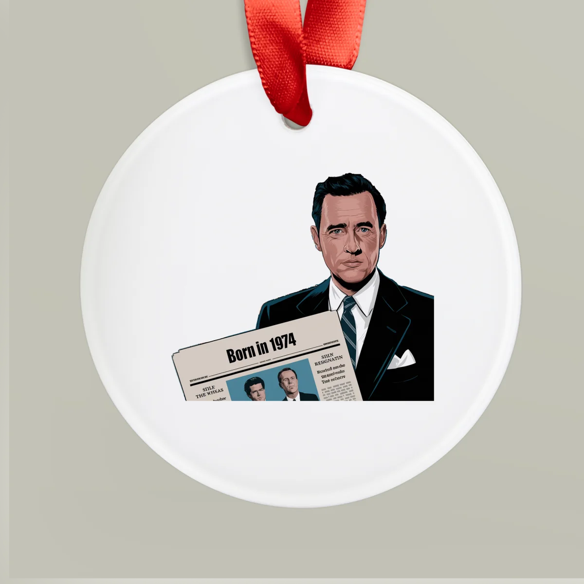 1974 Vintage Acrylic Ornament with Ribbon