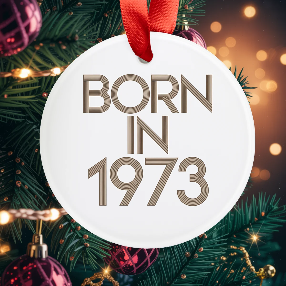 1973 Vintage Acrylic Ornament with Ribbon