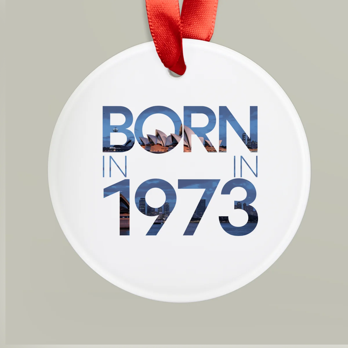 1973 Vintage Acrylic Ornament with Ribbon